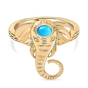 Sleeping Beauty Turquoise 0.17 ctw Ring in Vermeil Yellow Gold Over Sterling Silver (Size 6.5)
