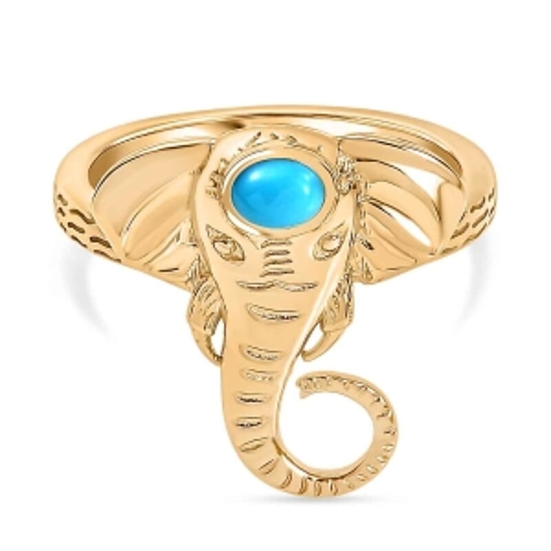 Sleeping Beauty Turquoise 0.17 ctw Ring in Vermeil Yellow Gold Over Sterling Silver (Size 9)
