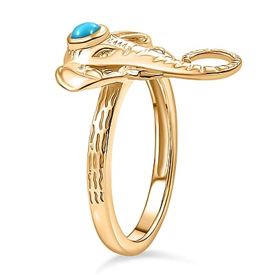Sleeping Beauty Turquoise 0.17 ctw Ring in Vermeil Yellow Gold Over Sterling Silver (Size 9)