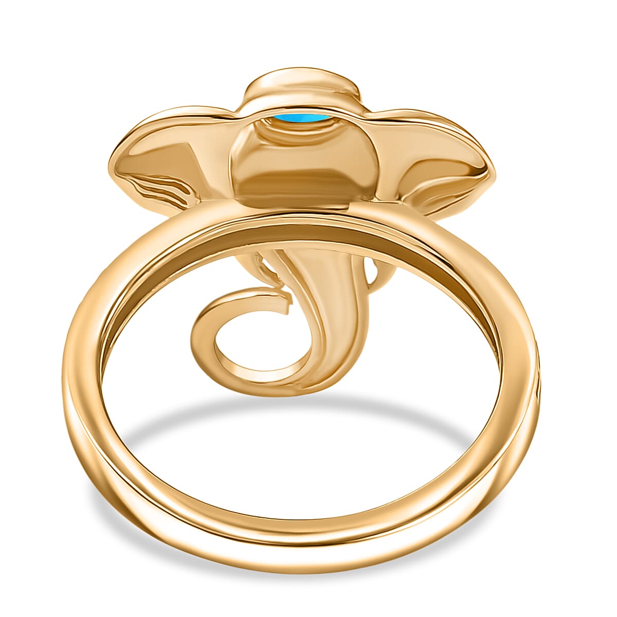 Sleeping Beauty Turquoise 0.17 ctw Ring in Vermeil Yellow Gold Over Sterling Silver (Size 9)
