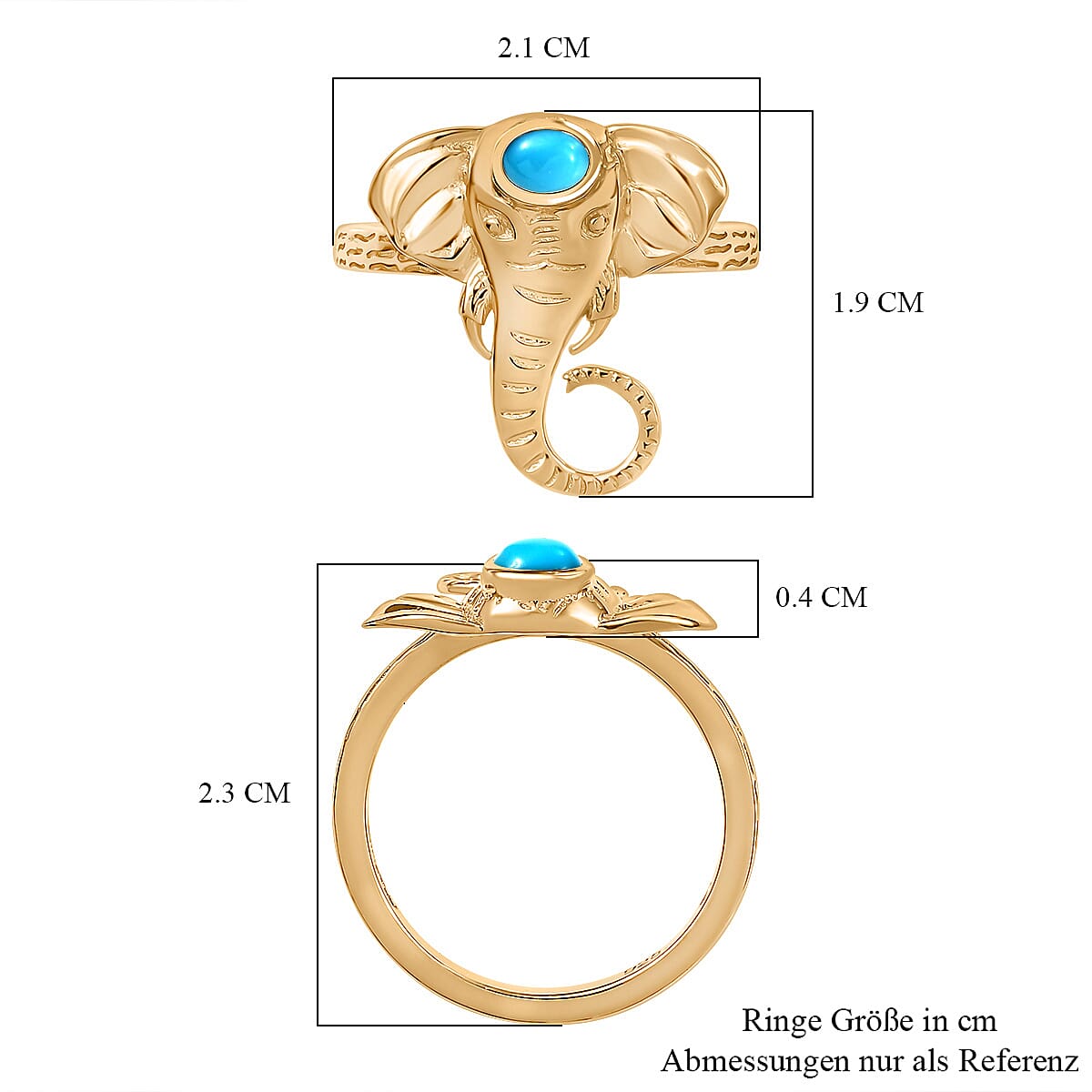 Sleeping Beauty Turquoise 0.17 ctw Ring in Vermeil Yellow Gold Over Sterling Silver (Size 9)