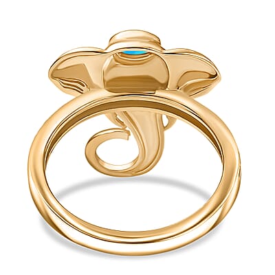 D'Joy Sleeping Beauty Turquoise 0.20 ctw Ring in 18K Yellow Gold Plated Sterling Silver (Size 10.0)