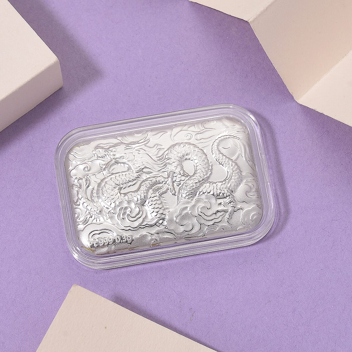 999 Platinum Dragon Emboss Bar (31x45.5mm) 300mg image number 1