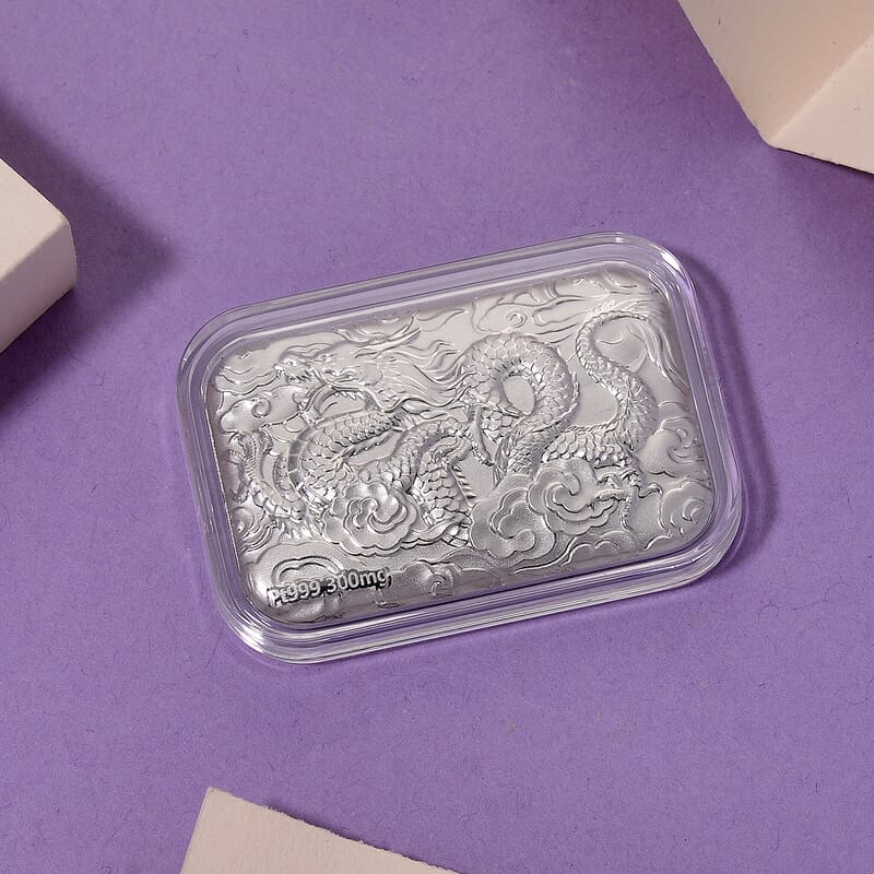 999 Platinum Dragon Emboss Bar (31x45.5mm) 300mg