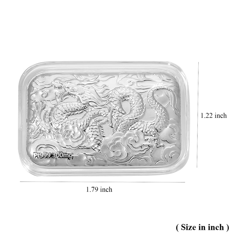 999 Platinum Dragon Emboss Bar (31x45.5mm) 300mg
