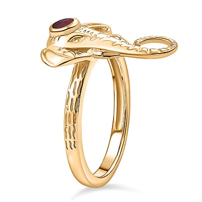 D'Joy African Ruby (FF) 0.20 ctw Ring in 18K Yellow Gold Plated Sterling Silver (Size 9.0)