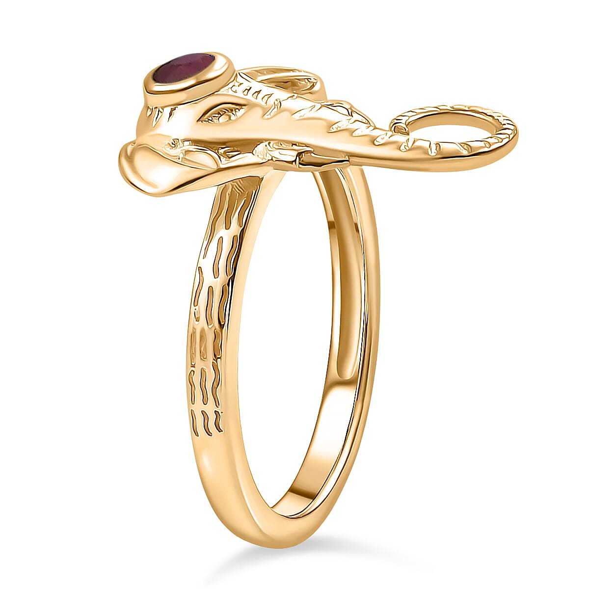 D'Joy African Ruby (FF) 0.20 ctw Ring in 18K Yellow Gold Plated Sterling Silver (Size 10.0)