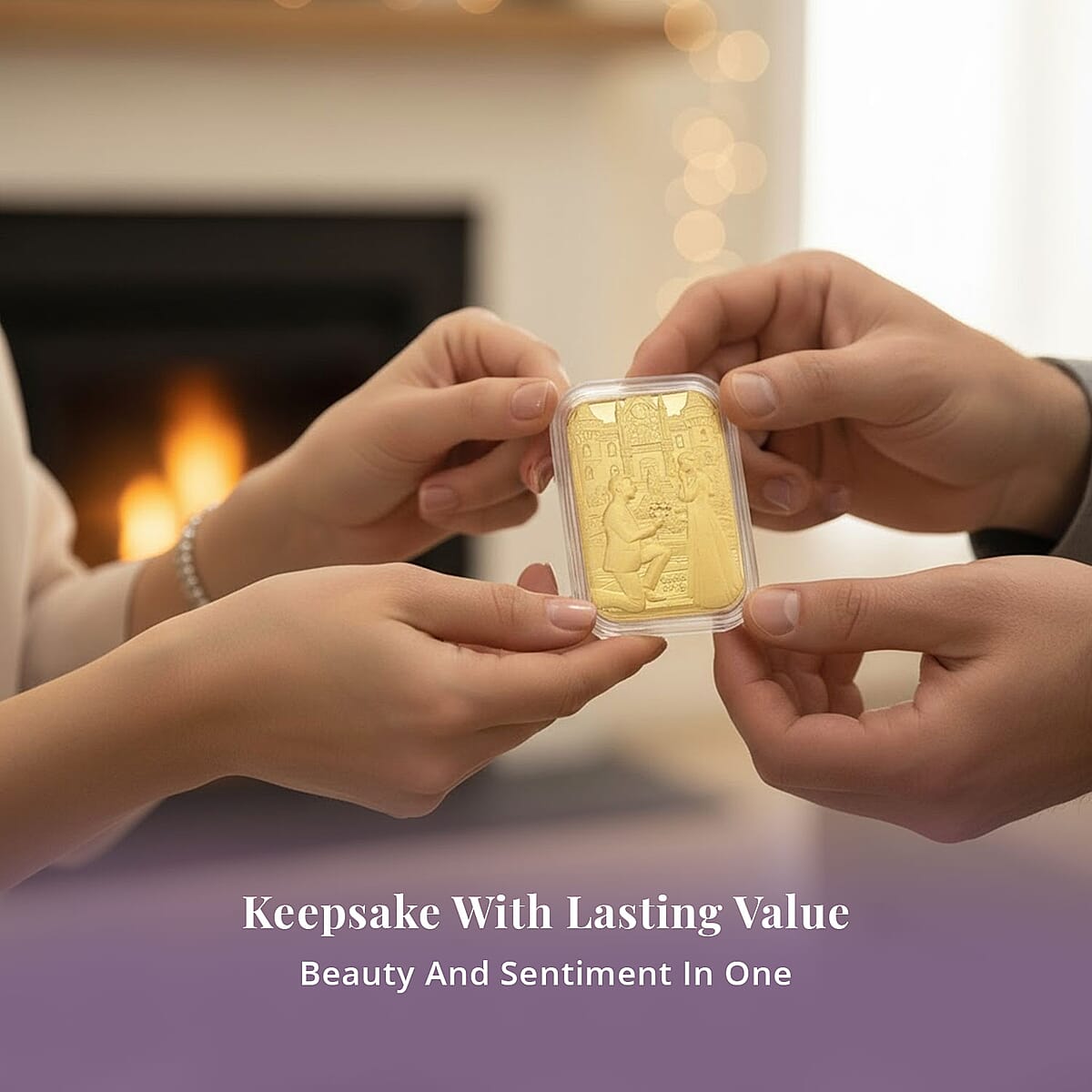 24K Yellow Gold Romantic Proposal Emboss Sheet 10mg image number 4