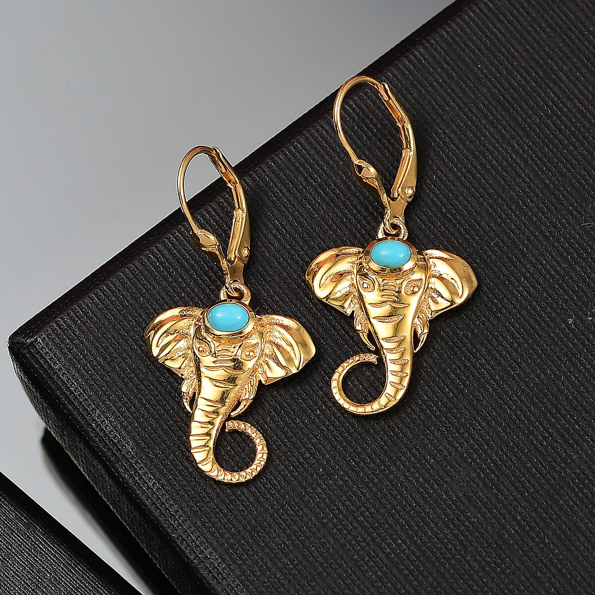 D&rsquo;Joy Premium Sleeping Beauty Turquoise Fancy Earrings in 18K Vermeil YG Over Sterling Silver 0.35 ctw image number 1