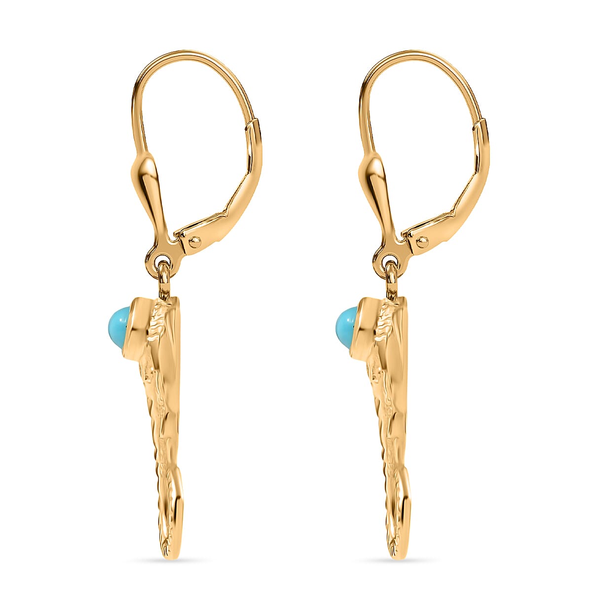 D&rsquo;Joy Premium Sleeping Beauty Turquoise Fancy Earrings in 18K Vermeil YG Over Sterling Silver 0.35 ctw image number 3