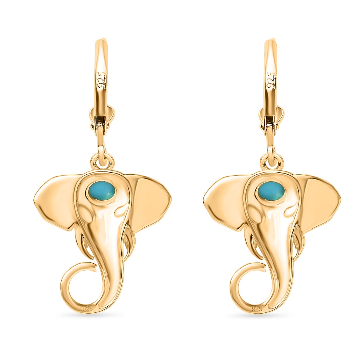 D&rsquo;Joy Premium Sleeping Beauty Turquoise Fancy Earrings in 18K Vermeil YG Over Sterling Silver 0.35 ctw image number 4