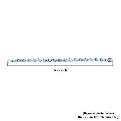D'Joy Premium Cambodian Blue Zircon and Moissanite 15.50 ctw Whispers in Blue Bracelet in Rhodium Over Sterling Silver (6.50 In)