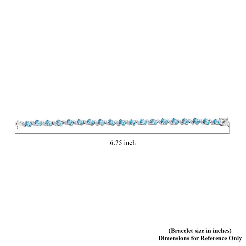 D'Joy Premium Cambodian Blue Zircon and Moissanite 15.50 ctw Whispers in Blue Bracelet in Rhodium Over Sterling Silver (6.50 In)