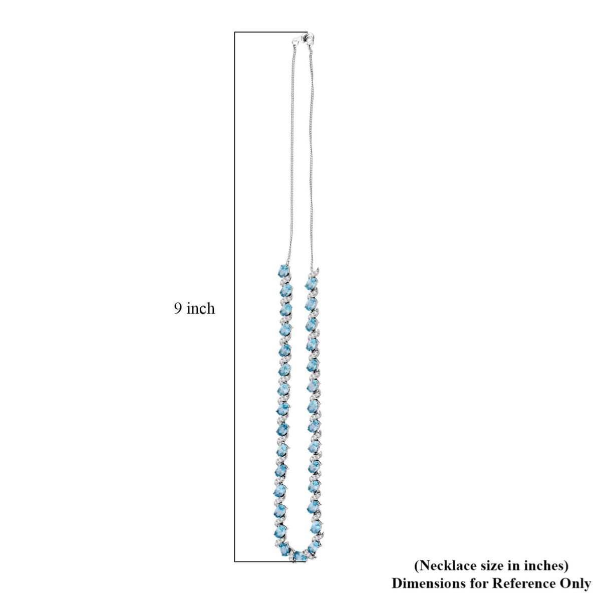 D'Joy Premium Cambodian Blue Zircon and Moissanite 24.90 ctw Whispers in Blue Necklace in Rhodium Over Sterling Silver 18 Inches image number 4