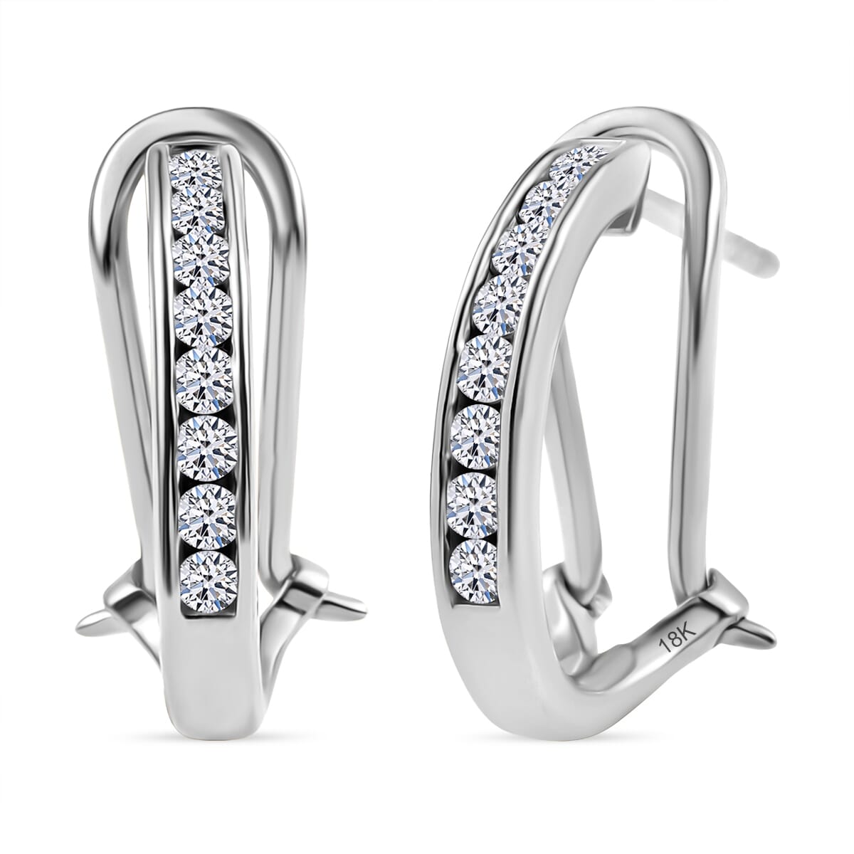 Luxuriant Lab Grown Diamond E-F VS 0.50 ctw Hoop Earrings in Rhodium Over Sterling Silver image number 0