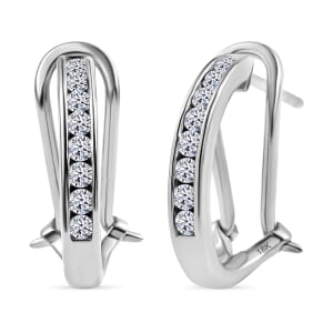 Luxuriant Lab Grown Diamond E-F VS 0.50 ctw Hoop Earrings in Rhodium Over Sterling Silver