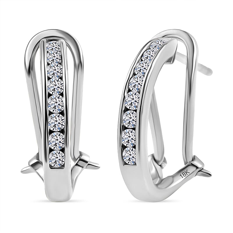 Luxuriant Lab Grown Diamond E-F VS 0.50 ctw Omega Clip Earrings in Rhodium Over Sterling Silver