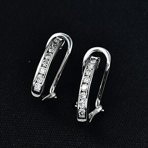 Luxuriant Lab Grown Diamond E-F VS 0.50 ctw Hoop Earrings in Rhodium Over Sterling Silver