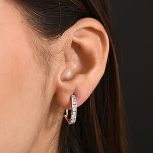 Luxuriant Lab Grown Diamond E-F VS 0.50 ctw Hoop Earrings in Rhodium Over Sterling Silver