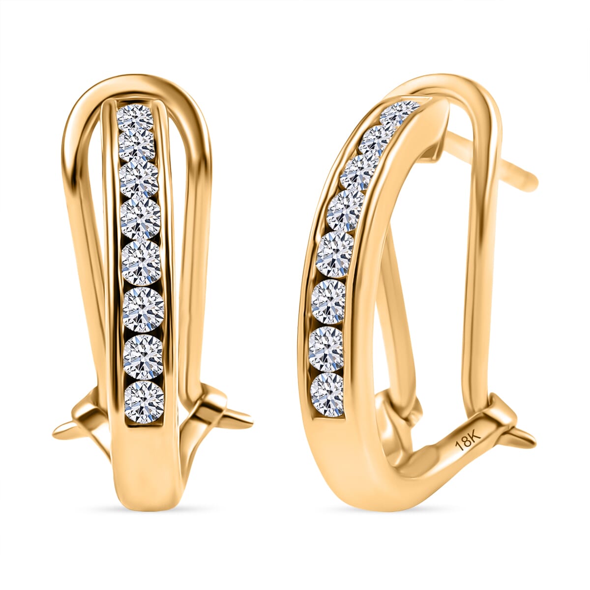 Luxuriant Lab Grown Diamond E-F VS 0.50 ctw Hoop Earrings in 18K Vermeil Yellow Gold Over Sterling Silver image number 0