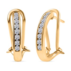 Luxuriant Lab Grown Diamond E-F VS 0.50 ctw Hoop Earrings in 18K Vermeil Yellow Gold Over Sterling Silver