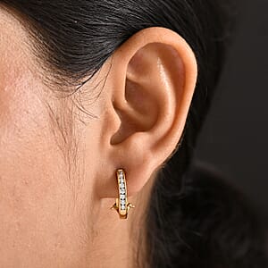 Luxuriant Lab Grown Diamond E-F VS 0.50 ctw Hoop Earrings in 18K Vermeil Yellow Gold Over Sterling Silver