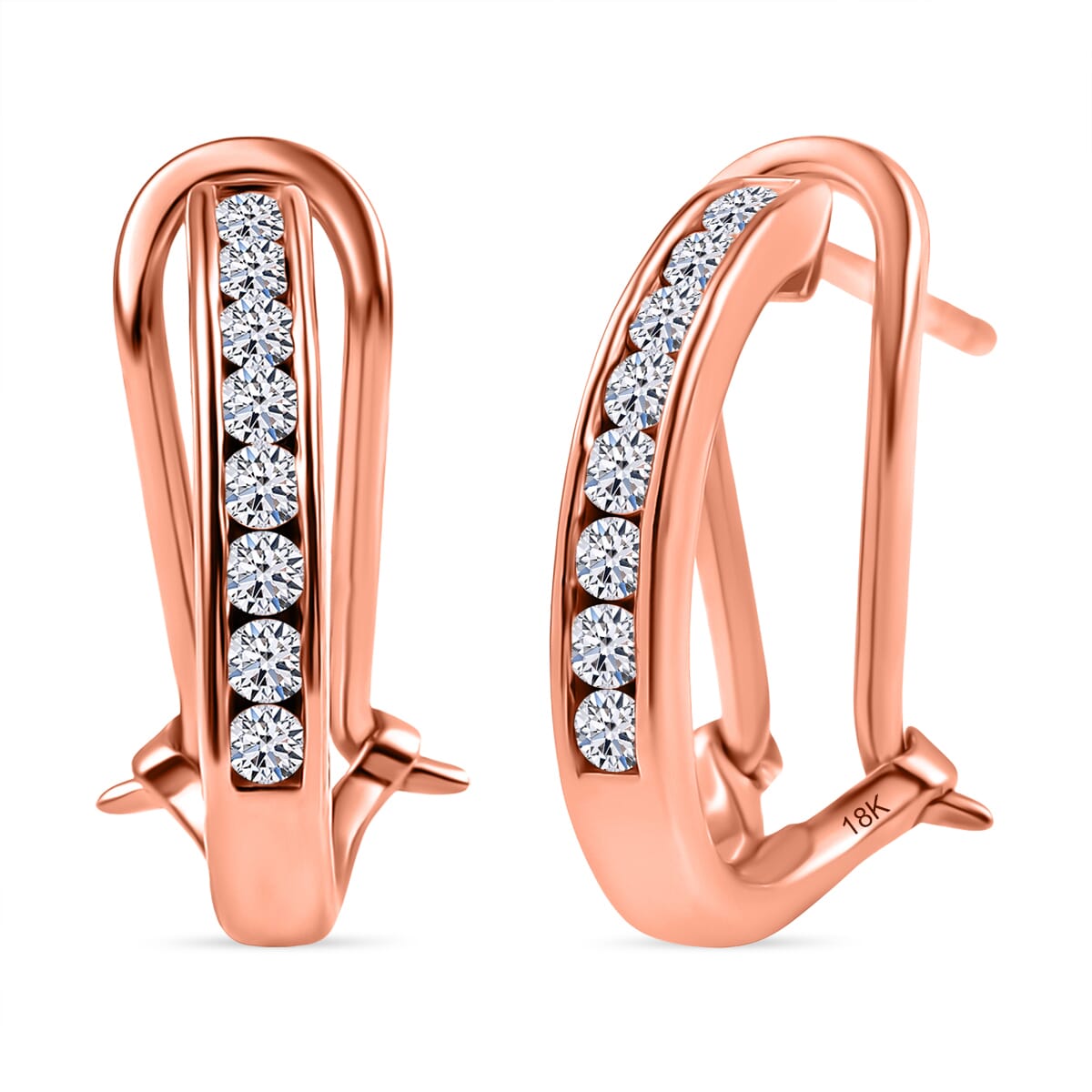 Luxuriant Lab Grown Diamond E-F VS 0.50 ctw Hoop Earrings in 18K Vermeil Rose Gold Over Sterling Silver image number 0
