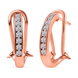 Luxuriant Lab Grown Diamond E-F VS 0.50 ctw Hoop Earrings in 18K Vermeil Rose Gold Over Sterling Silver