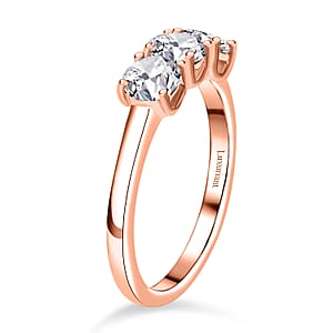 Luxuriant Lab Grown Diamond E-F VS 1.00 ctw 3 Stone Ring in 18K Vermeil Rose Gold Over Sterling Silver (Size 10.0) (Del. in 10-12 Days)