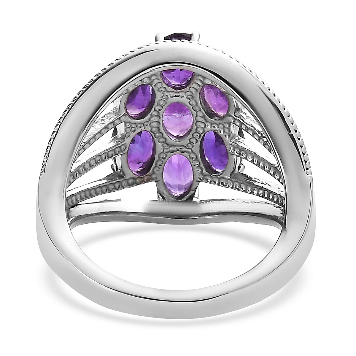 EverTrue African Amethyst 3.20 ctw Ring in Stainless Steel (Size 10.0)  image number 4