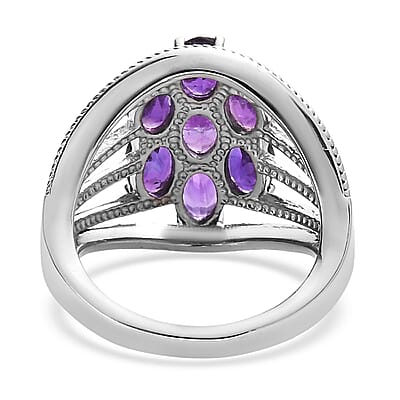 EverTrue African Amethyst 3.20 ctw Ring in Stainless Steel (Size 10.0) 