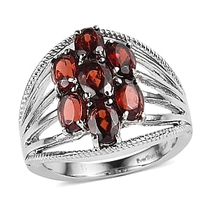 EverTrue Mozambique Garnet 4.15 ctw Ring in Stainless Steel (Size 8.0)