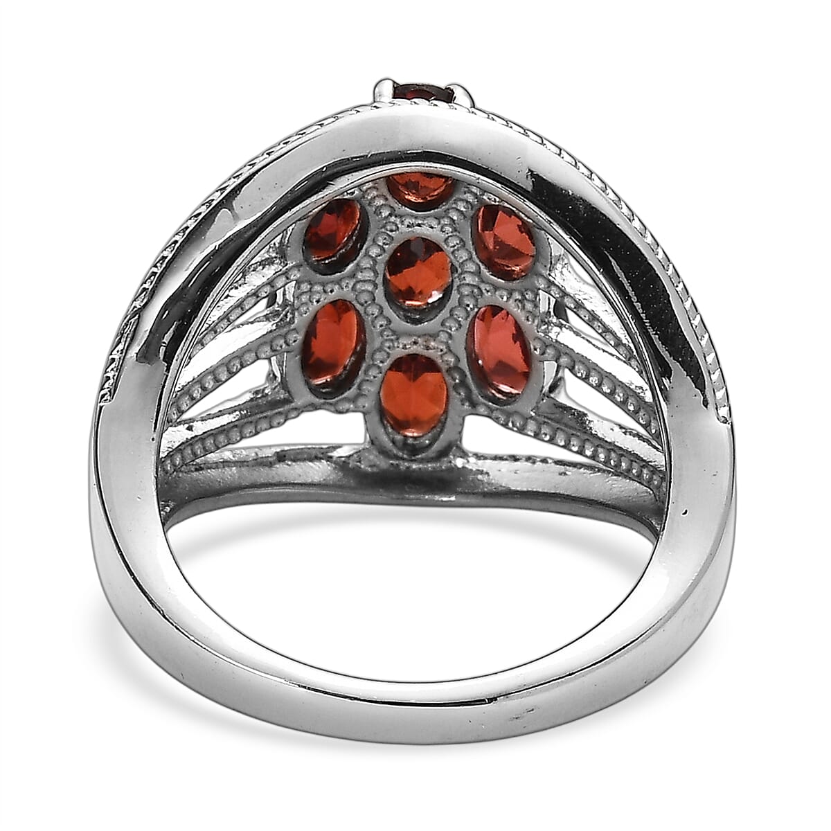 EverTrue Mozambique Garnet 4.15 ctw Ring in Stainless Steel (Size 8.0) image number 4