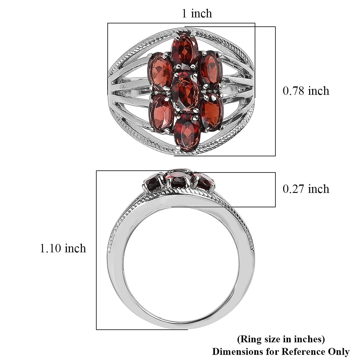 EverTrue Mozambique Garnet 4.15 ctw Ring in Stainless Steel (Size 8.0) image number 5