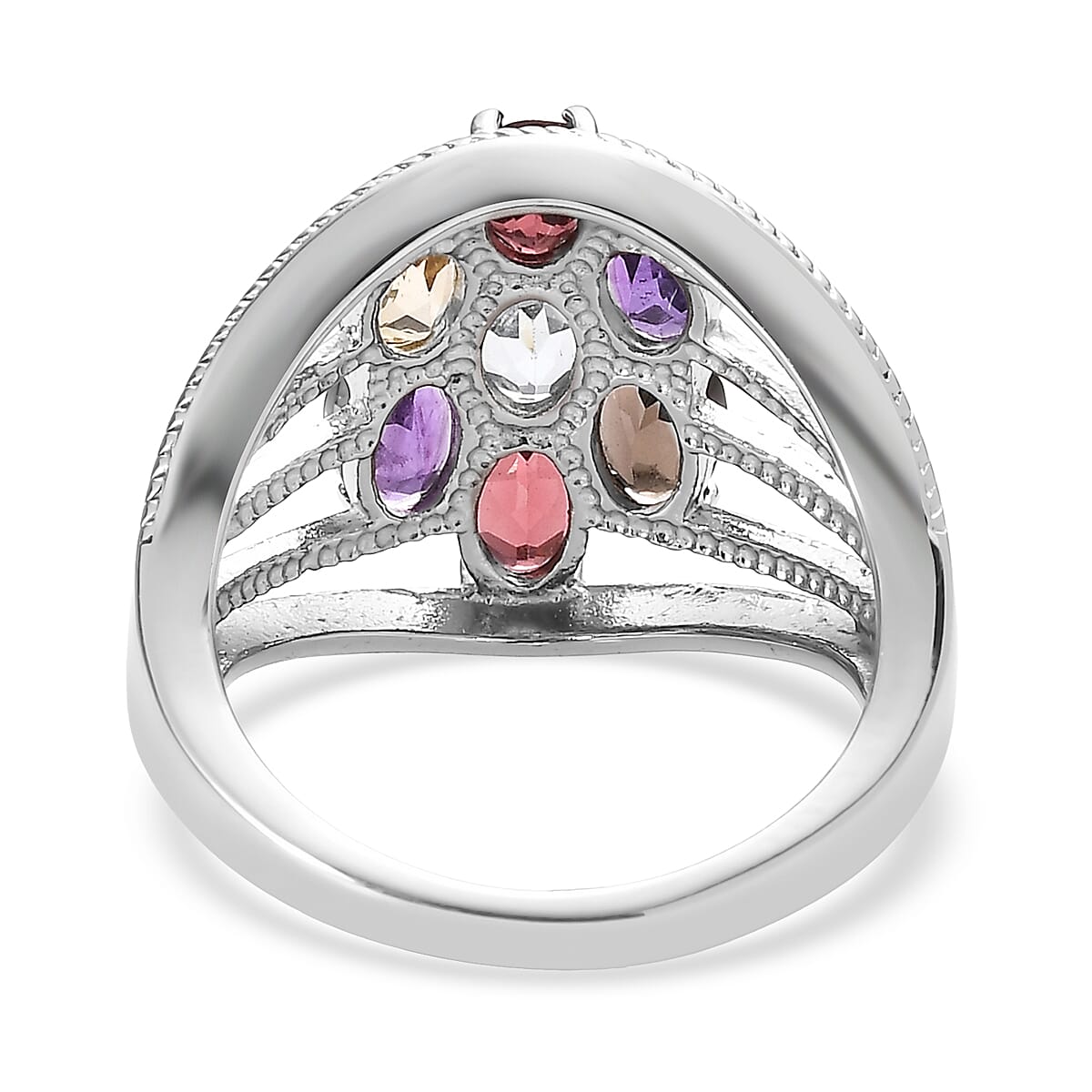 EverTrue Multi Gemstone 3.50 ctw Ring in Stainless Steel (Size 8.0) image number 4