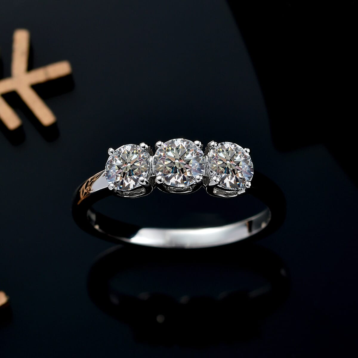 Luxuriant Lab Grown Diamond E-F VS 1.00 ctw 3 Stone Ring in 14K White Gold (Size 7.0) image number 1