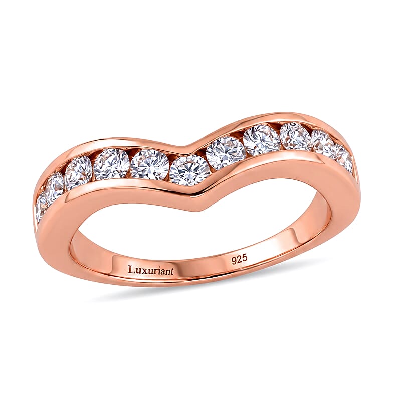 Luxuriant Lab Grown Diamond E-F VS 1.00 ctw Ring in 18K Vermeil Rose Gold Over Sterling Silver (Size 10.0)