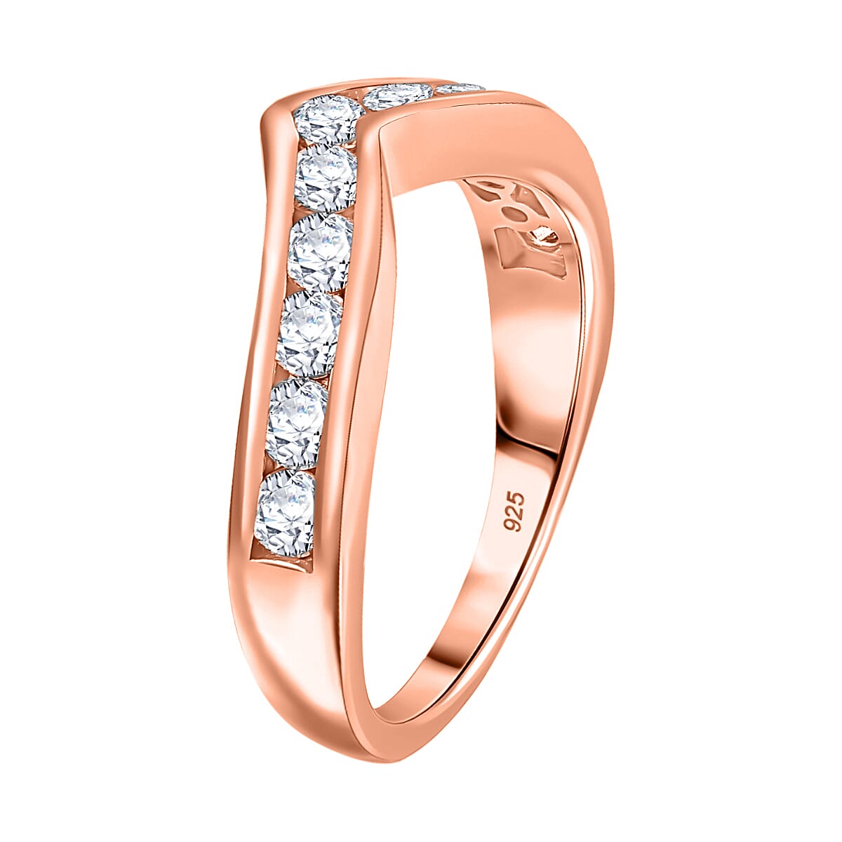 E-F VS / Rose Gold Over Sterling Silver / 10