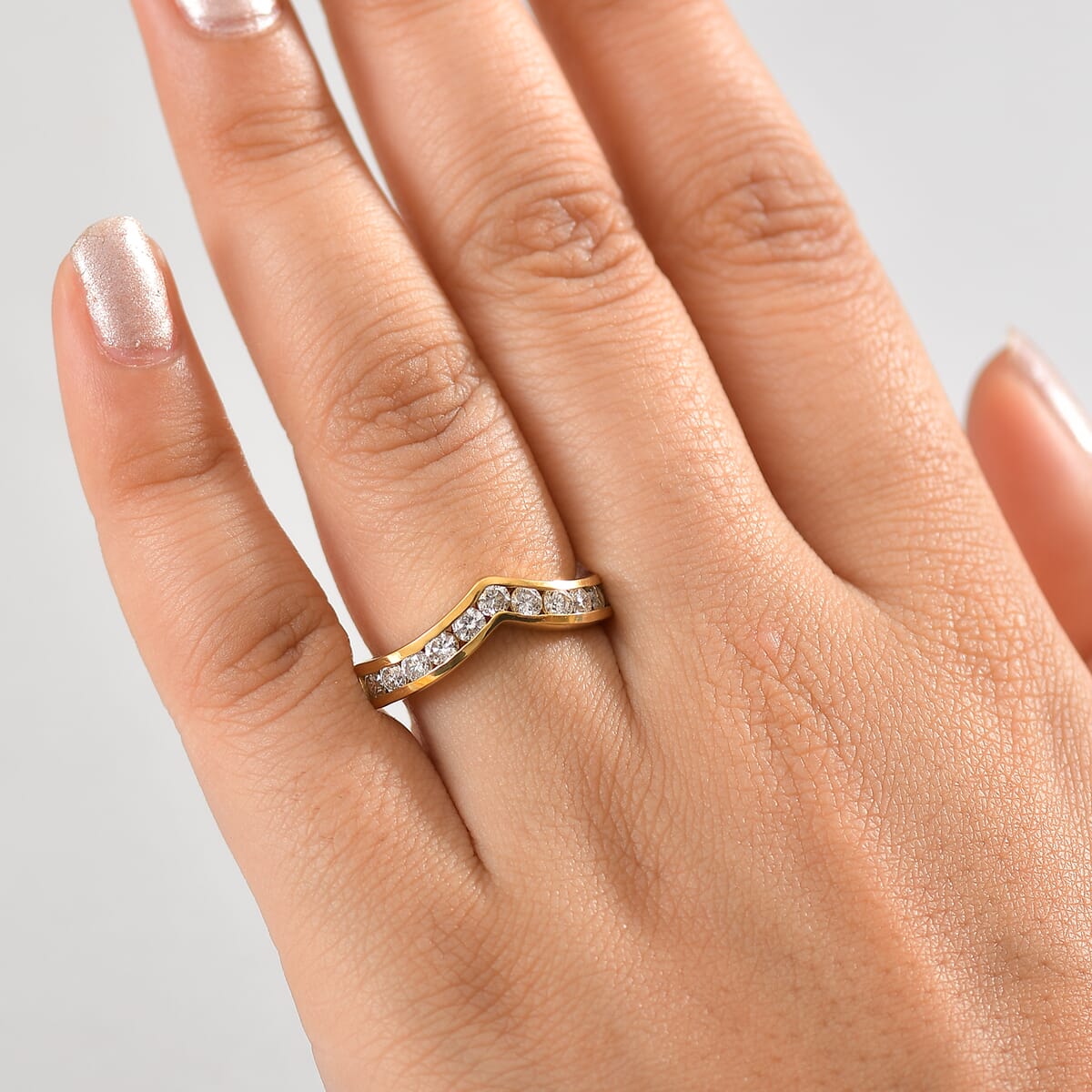 Luxuriant Lab Grown Diamond E-F VS 1.00 ctw Ring in 18K Vermeil Yellow Gold Over Sterling Silver (Size 10.5) image number 2