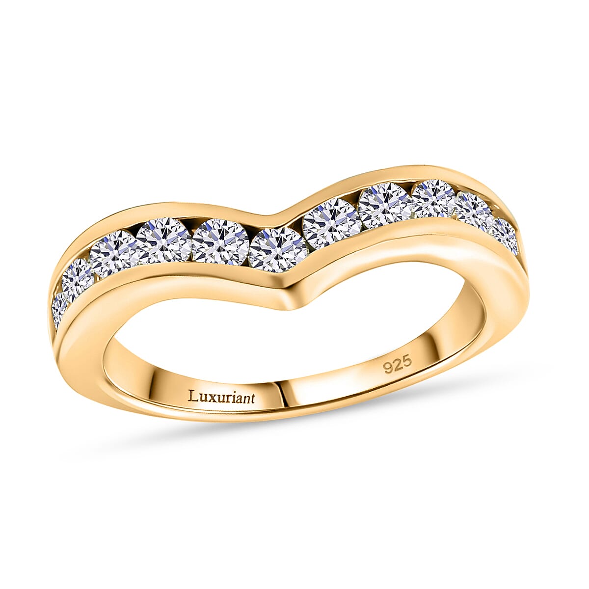 Luxuriant Lab Grown Diamond E-F VS 1.00 ctw Ring in 18K Vermeil Yellow Gold Over Sterling Silver (Size 9.5) (Del. in 10-12 Days) image number 0