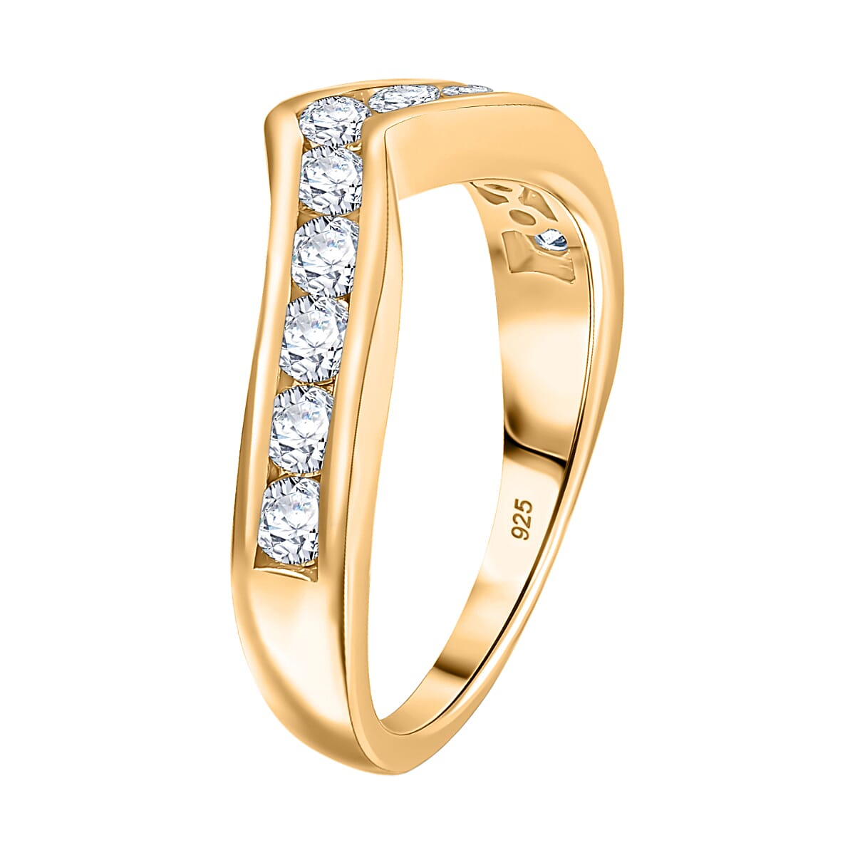 Luxuriant Lab Grown Diamond E-F VS 1.00 ctw Ring in 18K Vermeil Yellow Gold Over Sterling Silver (Size 9.5) (Del. in 10-12 Days) image number 3
