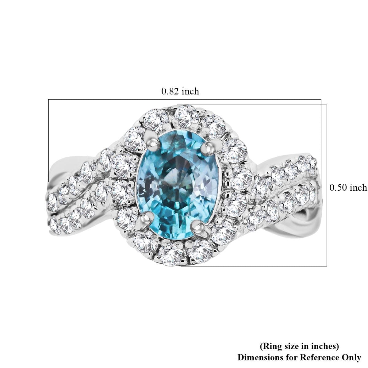 D'Joy Cambodian Blue Zircon and White Zircon 2.90 ctw Tide Embrance Ring in Rhodium Over Sterling Silver (Size 7.0) image number 5