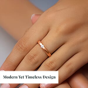 Luxuriant Lab Grown Diamond E-F VS 0.15 ctw Solitaire Ring in 18K Vermeil Rose Gold Over Sterling Silver (Size 10.0)