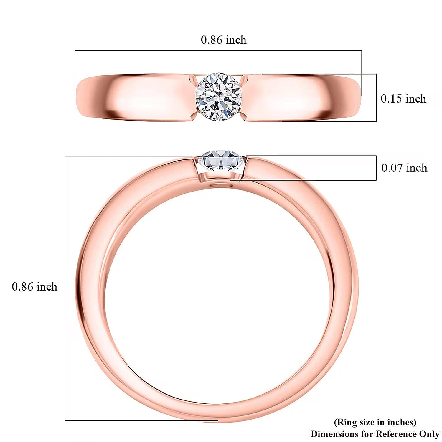 Luxuriant Lab Grown Diamond E-F VS 0.15 ctw Solitaire Ring in 18K Vermeil Rose Gold Over Sterling Silver (Size 10.0)