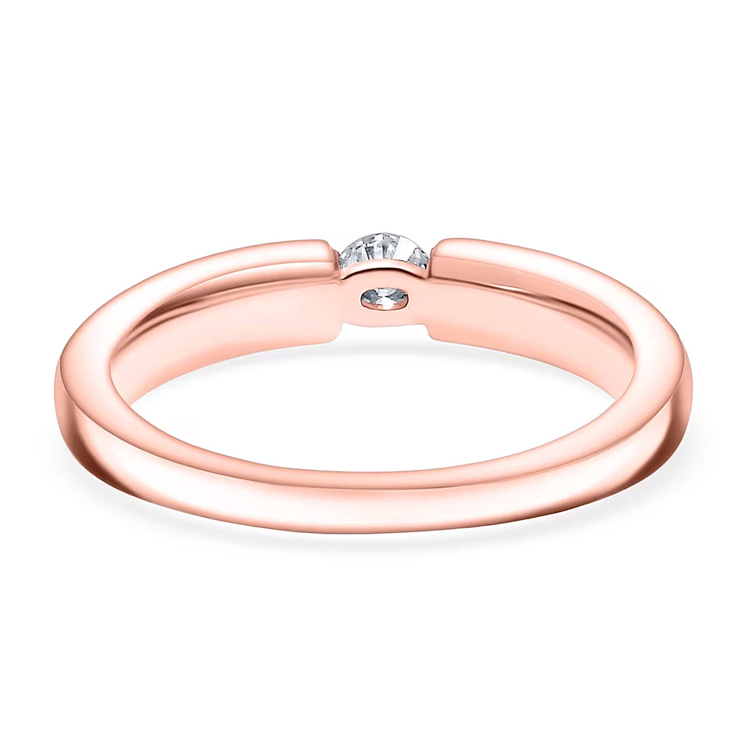 Luxuriant Lab Grown Diamond E-F VS 0.15 ctw Solitaire Ring in 18K Vermeil Rose Gold Over Sterling Silver (Size 10.0)