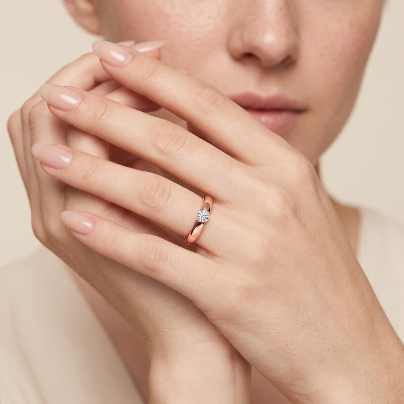 Luxuriant Lab Grown Diamond E-F VS 0.15 ctw Solitaire Ring in 18K Vermeil Rose Gold Over Sterling Silver (Size 4.0)