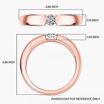 Luxuriant Lab Grown Diamond E-F VS 0.15 ctw Solitaire Ring in 18K Vermeil Rose Gold Over Sterling Silver (Size 4.0)