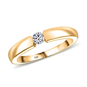 Luxuriant Lab Grown Diamond E-F VS 0.15 ctw Solitaire Ring in 18K Vermeil Yellow Gold Over Sterling Silver (Size 11.0)