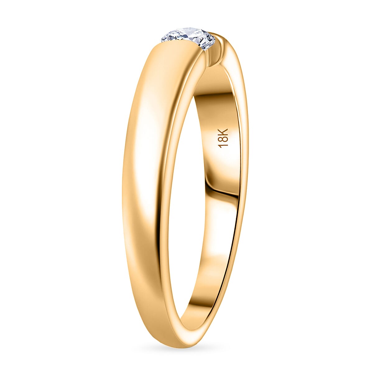 Luxuriant Lab Grown Diamond E-F VS 0.15 ctw Solitaire Ring in 18K Vermeil Yellow Gold Over Sterling Silver (Size 11.0) image number 3