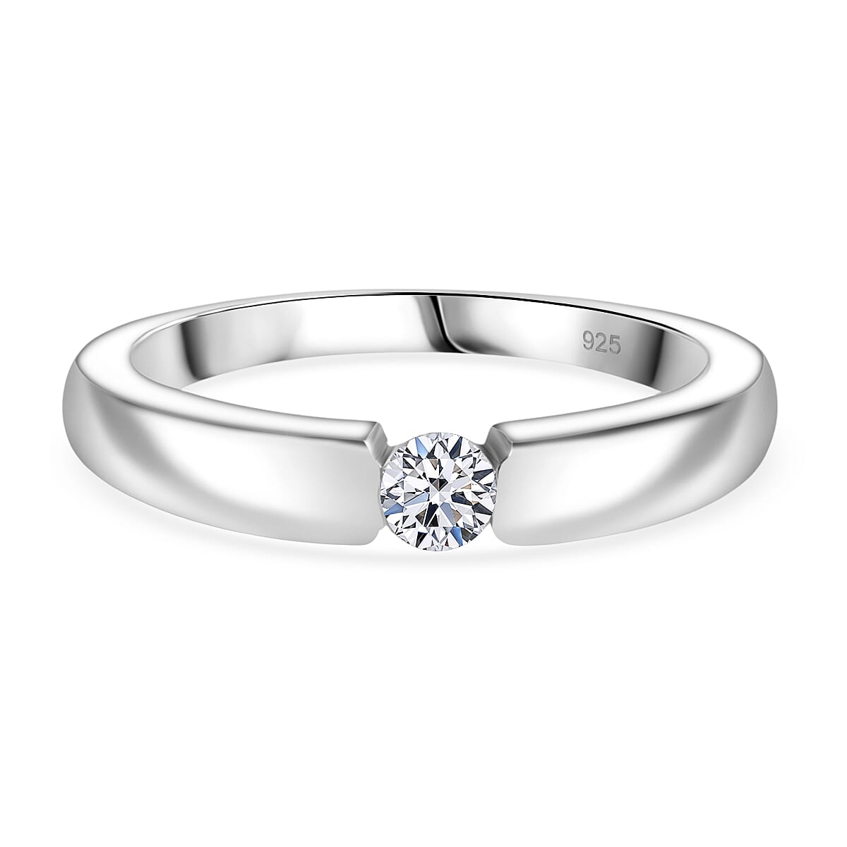 Luxuriant Lab Grown Diamond E-F VS 0.15 ctw Solitaire Ring in Rhodium Over Sterling Silver (Size 6.5) image number 0